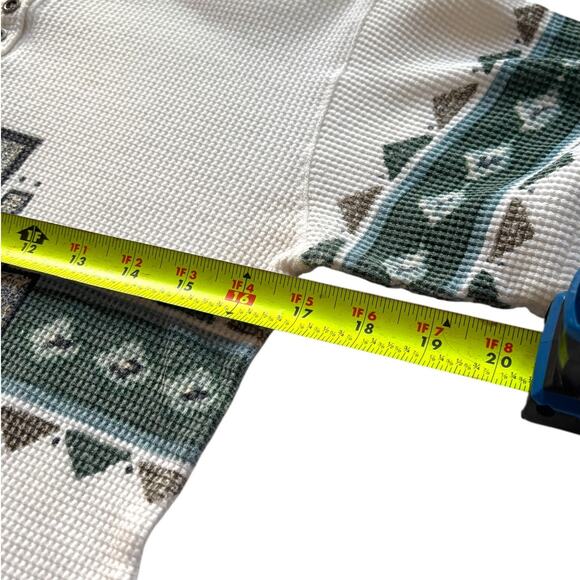 Adobe Rose 90s Southwestern Waffle Thermal Henley Tee M - Picture 4 of 5